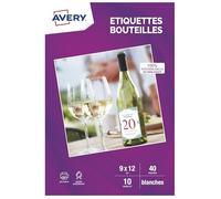 Avery – Étiquettes autocollantes personnalisables pour bouteille 90×120 mm – 40 – Jet d'encre