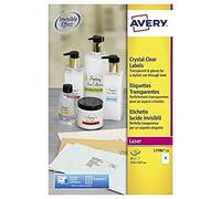 Avery Étiquettes laser L7784-25 – transparentes brillantes 210 x 297 mm – 25 étiquettes