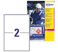 Avery Étiquettes plastique L7916-10 210 x 148 mm film polyéthylène blanc 20 pcs fixation permanente