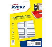 AVERY Pochette de 120 étiquettes cadre Bleu avec lignes, 36x56 mm