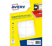 Avery ETE010 Etiquettes multi-usages blanches 38,5 x 65 mm - Boîte de 160