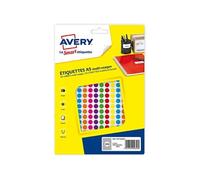 AVERY Etui de 2058 pastilles ILC Bleu, jaune, rouge, vert, rose, orange, violet Ø 8 mm