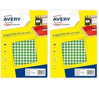 AVERY - Etui De 2940 Pastilles Vertes Autocollantes, Diamètre 8 Mm (Lot de 2)