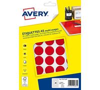 AVERY - Etui de 400 pastilles rouges autocollantes. Diamètre 24mm.
