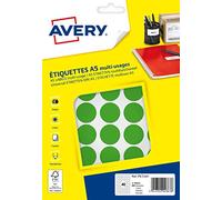AVERY - Etui de 400 pastilles vertes autocollantes, Diamètre 24 mm PET24V