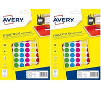 AVERY - Etui De 672 Pastilles Autocollantes Couleurs Assorties, Diamètre Ã˜ 15 Mm (Lot de 2)