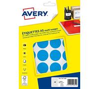 Avery Étui 240 pastilles autocollantes PET30B – bleues – Diamètre 30 mm