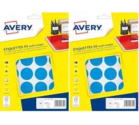 AVERY - Etui de240 pastilles bleues autocollantes, Diamètre 30 mm (Lot de 2)