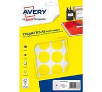 AVERY - Etui de240 pastilles jaunes autocollantes diamtre 30 mm Jaune PET30J
