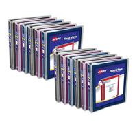 Avery Flexi-View 17688 Lot de 12 classeurs à 3 anneaux, anneaux ronds de 2,5 cm, couleurs assorties (noir, bordeaux, bleu marine)