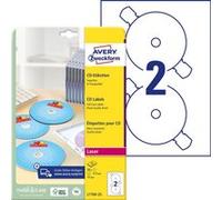 Avery Full Face CD/DVD Label - Brillant - enduit - 50 étiquette(s) (25 feuille(s) x 2 étiquettes Blanc G