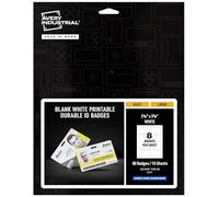 Avery Grands badges d'identification durables pour cordons - Impression laser des deux côtés, blanc vierge, 80 au total, 8,6 x 5,4 cm (61611)