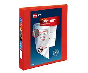 Avery Heavy Duty 2,5 cm One Touch Ezd View Binder, 79199, Blanc Pack de 1 1 Inches red