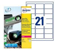 Avery Heavy Duty Laser Labels - Polyester - blanc - 63.5 x 38.1 mm 420 étiquette(s) (20 feuille(s) x 21) étiquettes G
