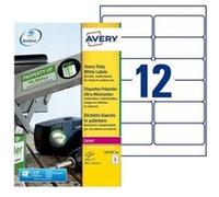 Avery Heavy Duty Laser Labels - Polyester - blanc - 99.1 x 42.3 mm 240 étiquette(s) (20 feuille(s) x 12 étiquettes Blanc G