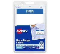 Avery Hello my name is étiquette de nom étiquette Stickers, bordure bleue, Lot de 100 (5141)