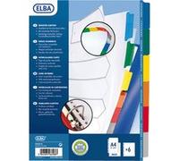 Avery Intercalaires 6 touches – en carte blanche, onglets plastifiés de couleur – Maxi format
