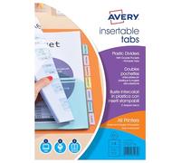 Avery intercalaires classeur A4 plastique avec double pochette plastique transparente, 8 onglets personnalisables imprimables, format A4 maxi pour documents sous pochette perforée