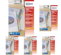 Avery intercalaires classeur A4 plastique translucide coloré, 6 touches personnalisables imprimables, polypropylène 180 microns résistant, feuillets intercalaires pour documents A4, pochette plastique