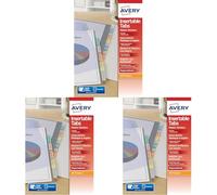 Avery intercalaires classeur A4 plastique translucide coloré, 8 touches personnalisables imprimables, polypropylène 180 microns résistant, feuillets intercalaires pour documents A4, pochette plastique