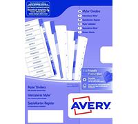 AVERY - Intercalaires en carte à 20 touches alphabétiques (A - Z) en couleurs assorties, Format A4