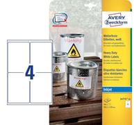 Avery - J4774-10 - 40 Étiquettes ultra-résistantes jet d'encre - 99,1 x 139 mm - Blanc
