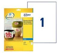 Avery Étiquettes plastiques J4775-10 210 x 297 mm film polyester blanc fixation permanente 10 pcs