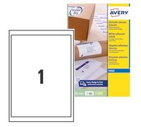 Avery J8167-25 Etiquettes 199.6 x 289.1 mm Blanc