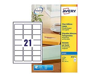 Avery J8560-10 Étiquettes jet d'encre Transparent (Import Royaume Uni)
