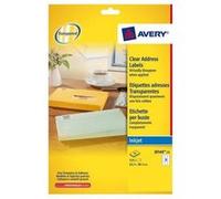 Avery Étiquettes J8560-25 transparentes jet d'encre 63,5 x 38,1 mm boîte de 525