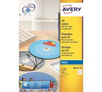 Avery J8676-100 Self-Adhesive Full Face CD Labels, 2 Labels Per A4 Sheet, White