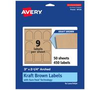 Avery Kraft Brown tiquettes arques avec Sure Feed 3"""" x 2,25"""" 450 tiquettes Kraft Brown Impression jusqu'au bord tiquettes imprimables laser