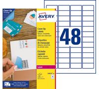 Avery L4614 Etiquettes de masquage permanentes opaques blanches laser 45,7 x 21,2 mm - Boîte de 1200
