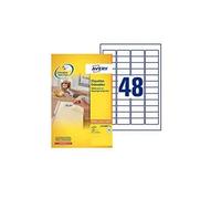 Avery L4736REV-25 Self-Adhesive Removable Mini Labels, 48 Labels Per A4 Sheet -