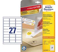 Avery L4737rev-25 Étiquette Auto-Collante Rectangle Aux Angles Arrondis Amovible Blanc 810 Pièces