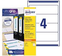 Avery L4761-25 100 étiquettes dos de classeur blanches 192 × 61 mm | 100 étiquettes blanches, jet d'encre-Laser, 192 × 61 mm, pour classement et organisation