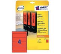 Avery L4766 - Rouge - 61 x 192 mm 80 unités (20 feuille(s) x 4) étiquettes pour dossiers G