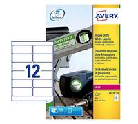 Avery L4776-20 Extra-Strong Adhesive Heavy Duty Weatherproof Labels,White,12 Lab