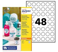 Avery Étiquettes amovibles rondes 25 mm – 1200 blanches personnalisables, laser/jet d'encre