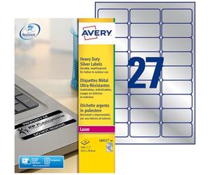 Avery L6011-20 540 étiquettes argentées ultra-résistantes et indéchirrables | 540 étiquettes argent ultra-résistantes, Laser, 63,5 × 29,6 mm