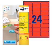Avery L6034 Etiquettes classement couleur enlevables 63,5 x 33,9 mm - Rouge - Boîte de 480