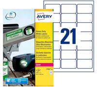 Avery L7060-20 420 étiquettes blanches ultra-résistantes et indéchirrables | 420 étiquettes ultra-résistantes, Laser, 63,5 × 38,1 mm