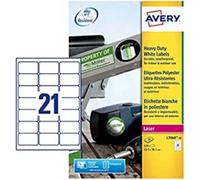 AVERY - 420 Étiquettes Ultra-Resistantes Personnalisables Polyester - Format 63,5 x 38,1mm - Impression Laser