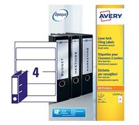 Avery L7171-25 Self-Adhesive Lever Arch File Labels, 4 Labels Per A4 Sheet, 100