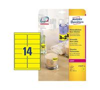 Avery L7263Y-25 Self-Adhesive Removable Neon Yellow Labels, 14 Labels Per A4 She