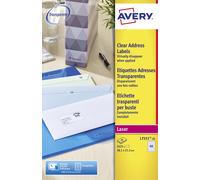 Avery L7551 Etiquettes adresses transparentes laser 38,1 x 21,2 mm - Boîte de 1625