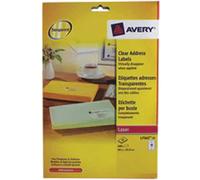 AVERY L7562-25 Pochette de 400 Étiquettes Transparentes Autocollantes, Format 99,1 x 33,9 mm, Impression laser