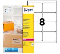 Avery - L7565-25 - 200 Étiquettes laser - 99,1 x 67,7 mm - Transparent