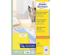 Avery - L7654-100 - 4000 étiquettes adhésives mini blanches personnalisables. 45,7x25,4mm. Impression laser