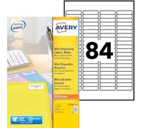 Avery L7656-25 2100 mini étiquettes organisation blanches 46 × 11,1 mm | 2100 étiquettes blanches, jet d'encre-Laser, 46 × 11,1 mm, pour classement et organisation